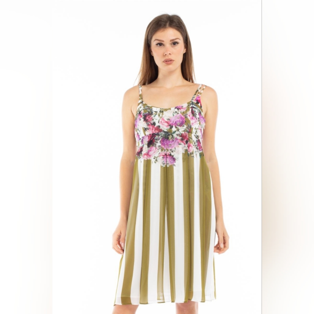 Maryan mehlhorn striped floral dress‎ size sm
